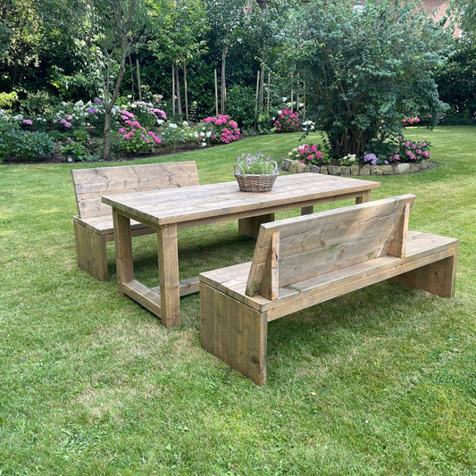 Bauholz Bank, Wangenform, Halblehner