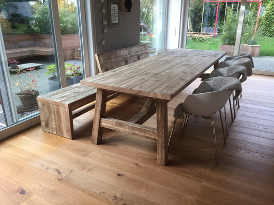 Bauholz Bank, Wangenform, Rückenlehne