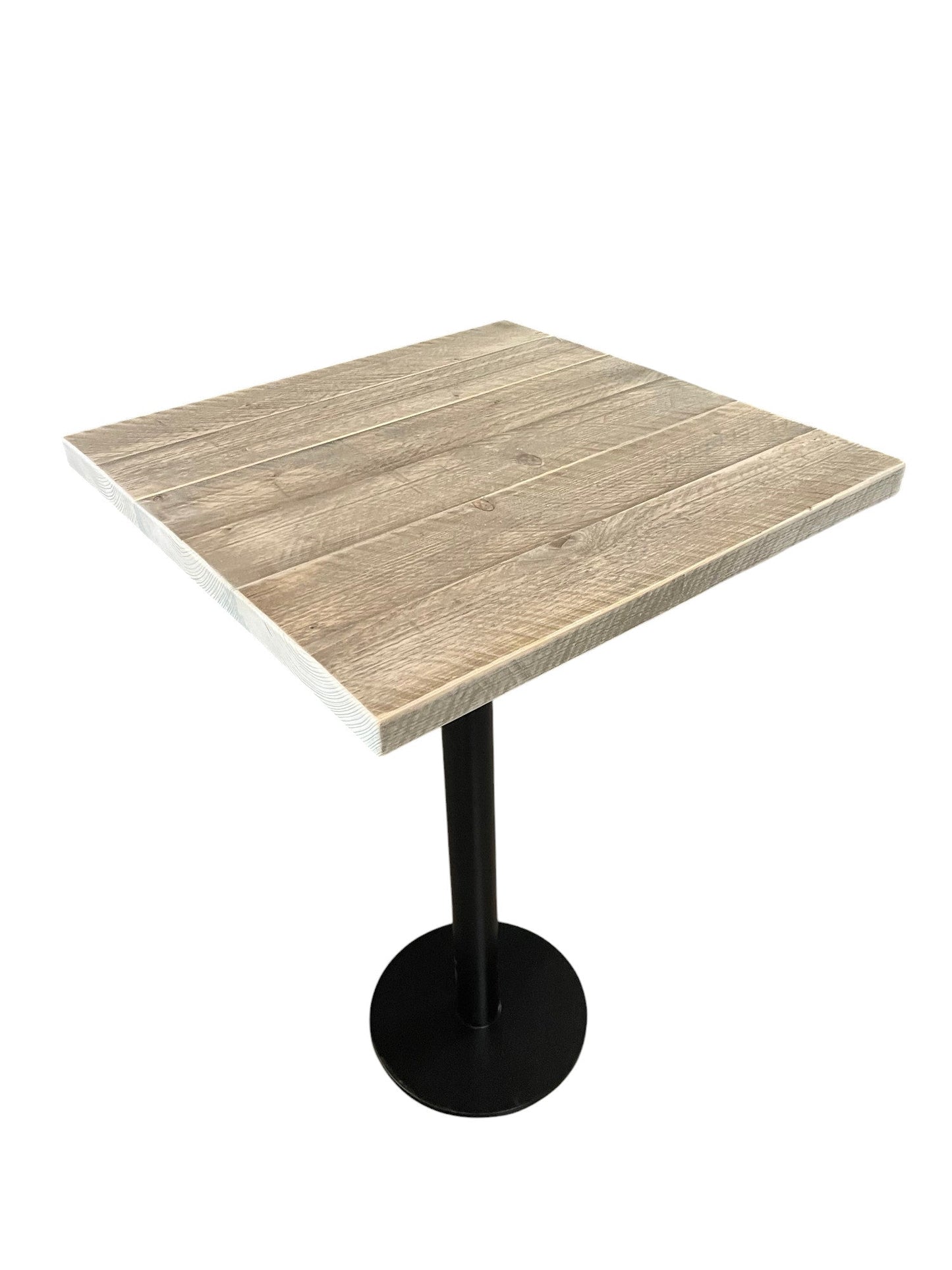 Bauholz Hochtisch, Vollmetallgestell